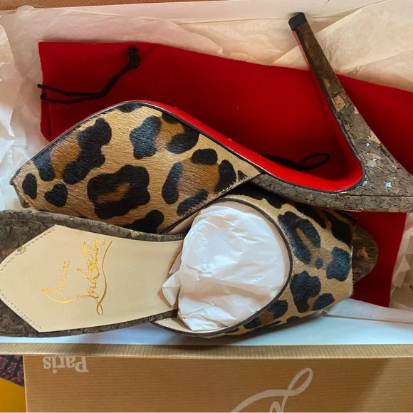 Leopard calf hair authentic Christian louboutin heels - Picture 2 of 4